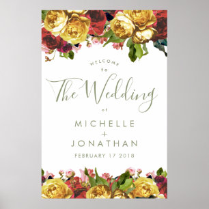 Poster Boas-vindas aos Rosas do Jardim Inglês Vintage