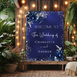 Poster Boas-vindas às flores azuis marinhos de castigo