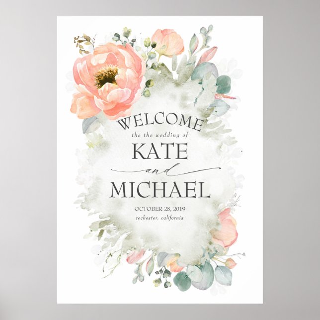Poster Boas-vindas às Flores de Pêssego e Casamento Verde (Frente)
