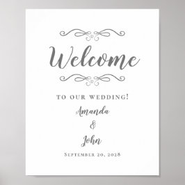 Poster Boas-vindas Casamento Caligrafia Elegante Cinza Br