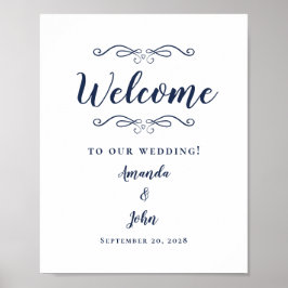 Poster Boas-vindas Casamento Elegante Caligrafia Moderna