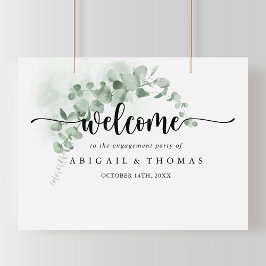 Poster Boas-vindas clássicas da festa de noivado com euca