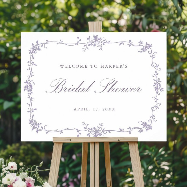 Poster Boas-vindas Clássicas de Casamento com Lavanda Fra (Criador carregado)