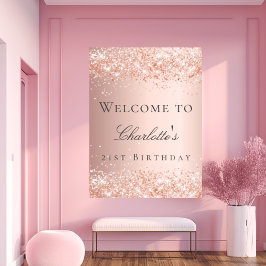Poster Boas-vindas com rosa de aniversário