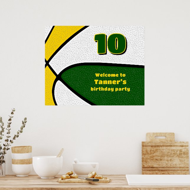Poster boas vindas da equipe de basquetebol em ouro verde (Cozinha)
