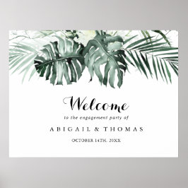 Poster Boas-vindas da Festa de Noivado Tropical Verde Bra