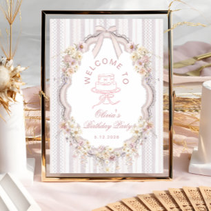 Poster Boas-vindas de Aniversário com Arco de Flor Silves