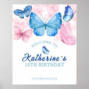 Poster Boas-vindas de aniversário da Borboleta Flutter on