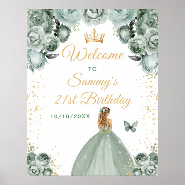 Poster Boas-vindas de aniversário da princesa de cabelo l (Frente)