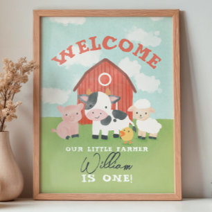 Poster Boas-vindas de aniversário de crianças de animais 