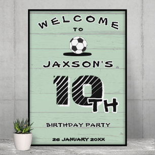 Poster Boas-vindas de aniversário de futebol verde person