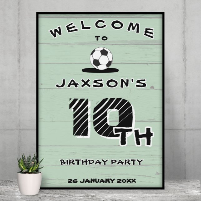 Poster Boas-vindas de aniversário de futebol verde person (Criador carregado)