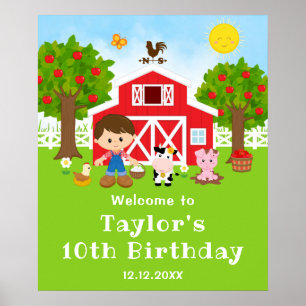 Poster Boas-vindas de aniversário de menino de cabelo cas