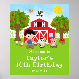 Poster Boas-vindas de aniversário do menino de cabelo pre