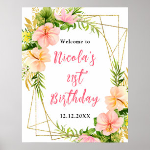 Poster Boas-vindas de Aniversário Floral da Selva Tropica