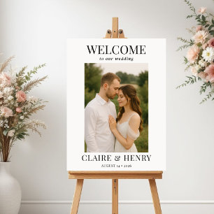 Poster Boas-vindas de casamento com foto moderna e elegan