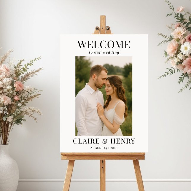 Poster Boas-vindas de casamento com foto moderna e elegan (Criador carregado)