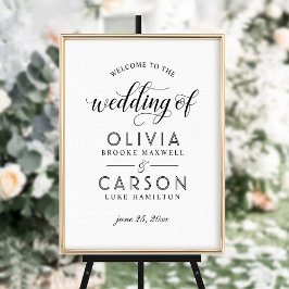 Póster Boas-vindas de casamento com letra cursiva preta m