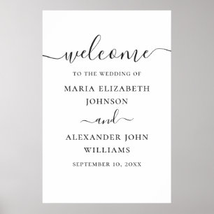 Poster Boas-vindas de casamento com script simples preto 