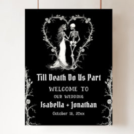 Poster Boas-vindas de casamento de esqueleto de Halloween