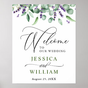 Poster Boas-vindas de casamento de eucalipto lavanda