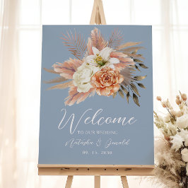 Poster Boas-vindas de casamento em Flor de Pêssego Azul E
