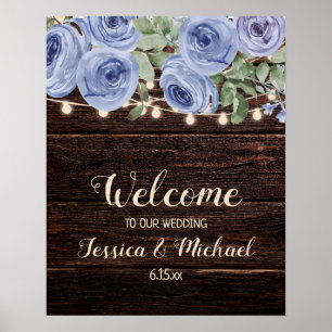 Poster Boas-vindas de Casamento em Madeira Rústica com Co