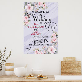 Poster Boas-vindas de casamento floral bonitas