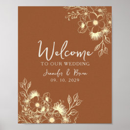 Poster Boas-vindas de Casamento Laranja Queimada