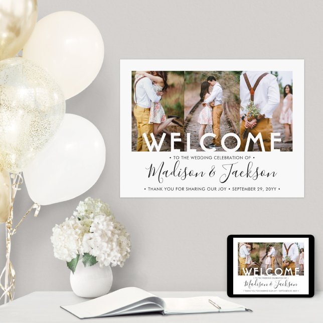 Poster Boas-vindas de Casamento Simples Elegante Colagem  (Criador carregado)