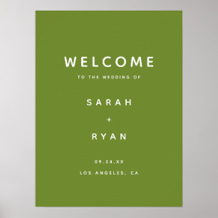 Poster Boas-vindas de casamento verde oliva minimalista m