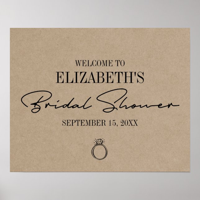 Poster Boas-vindas de Chá de Noiva com Letra Moderna Rust (Frente)