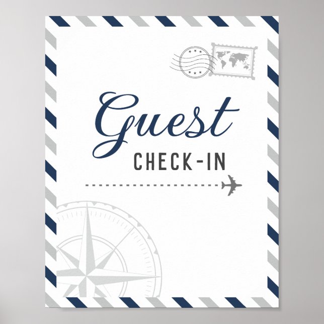 Poster Boas-vindas de Check-in de Hóspede de Viagem de Av (Frente)
