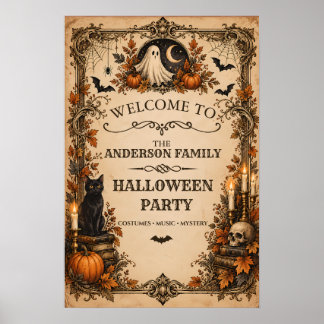 Poster Boas-vindas de festa de Halloween vintage personal