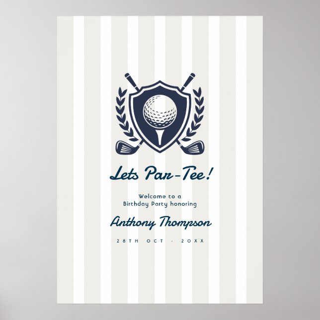 Poster Boas-vindas de Golfe Préppy Navy & Cloud Dancer An (Frente)