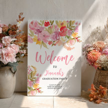 Boas-vindas de Graduação Floral Rosa em Negrito Pi
