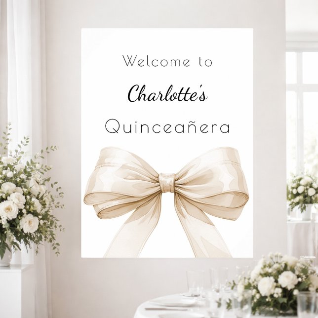 Poster Boas-vindas de Quinceanera creme bege (Criador carregado)