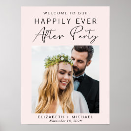Poster Boas-vindas de Recepção de Casamento Rosa Foto Mod