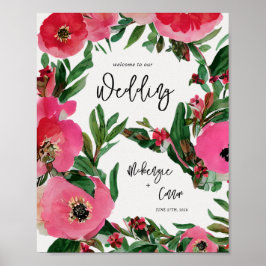 Poster Boas-vindas do Casamento Anemone da Watercolor