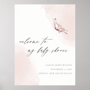 Poster Boas-vindas do Chá de fraldas da Borboleta de Aqua