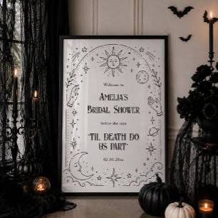 Poster Boas-vindas do Chá de Noiva de Halloween Até a Mor