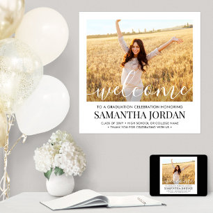 Poster Boas-vindas do Festa de formatura Photo White Scri
