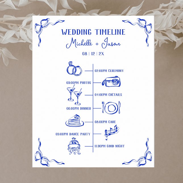 Poster Boas-vindas do Itinerário de Casamento Azul Desenh (Criador carregado)