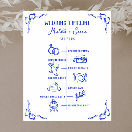 Poster Boas-vindas do Itinerário de Casamento Azul Desenh