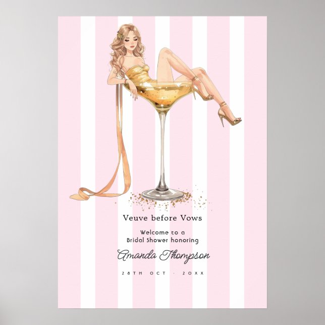 Poster Boas-vindas do Veuve Before Vows Champagne no Chá  (Frente)
