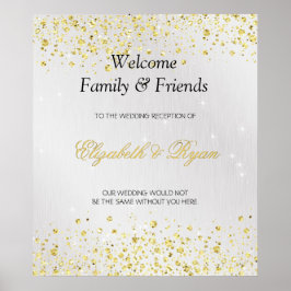 Poster Boas-vindas, Faux Dourado Glitter e Silver Foil