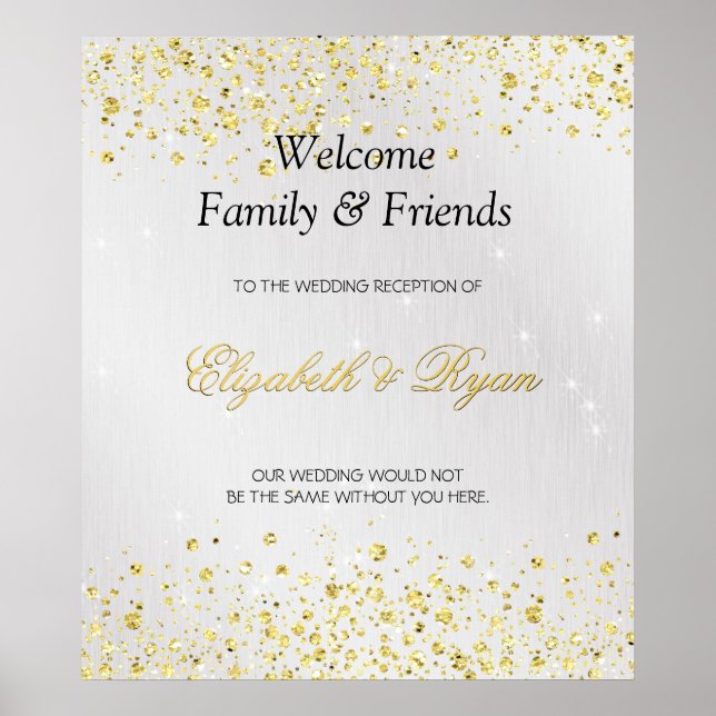 Poster Boas-vindas, Faux Dourado Glitter e Silver Foil (Frente)