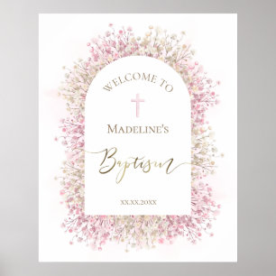 Poster boas-vindas florais do batismo