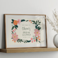 Boas-vindas Florais Rosa para Chá de Noiva Persona