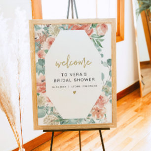Poster Boas-vindas Florais VERA Verde & Terracota Nupcial